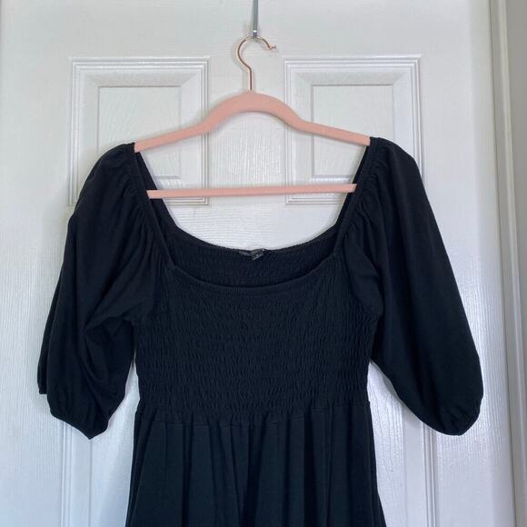 J. CREW Broken-in Jersey Smocked Babydoll Dress Size Small 2022 Black Mini - Picture 4 of 7